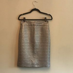 J Crew Silver Metallic Pencil Skirt. Size 2.